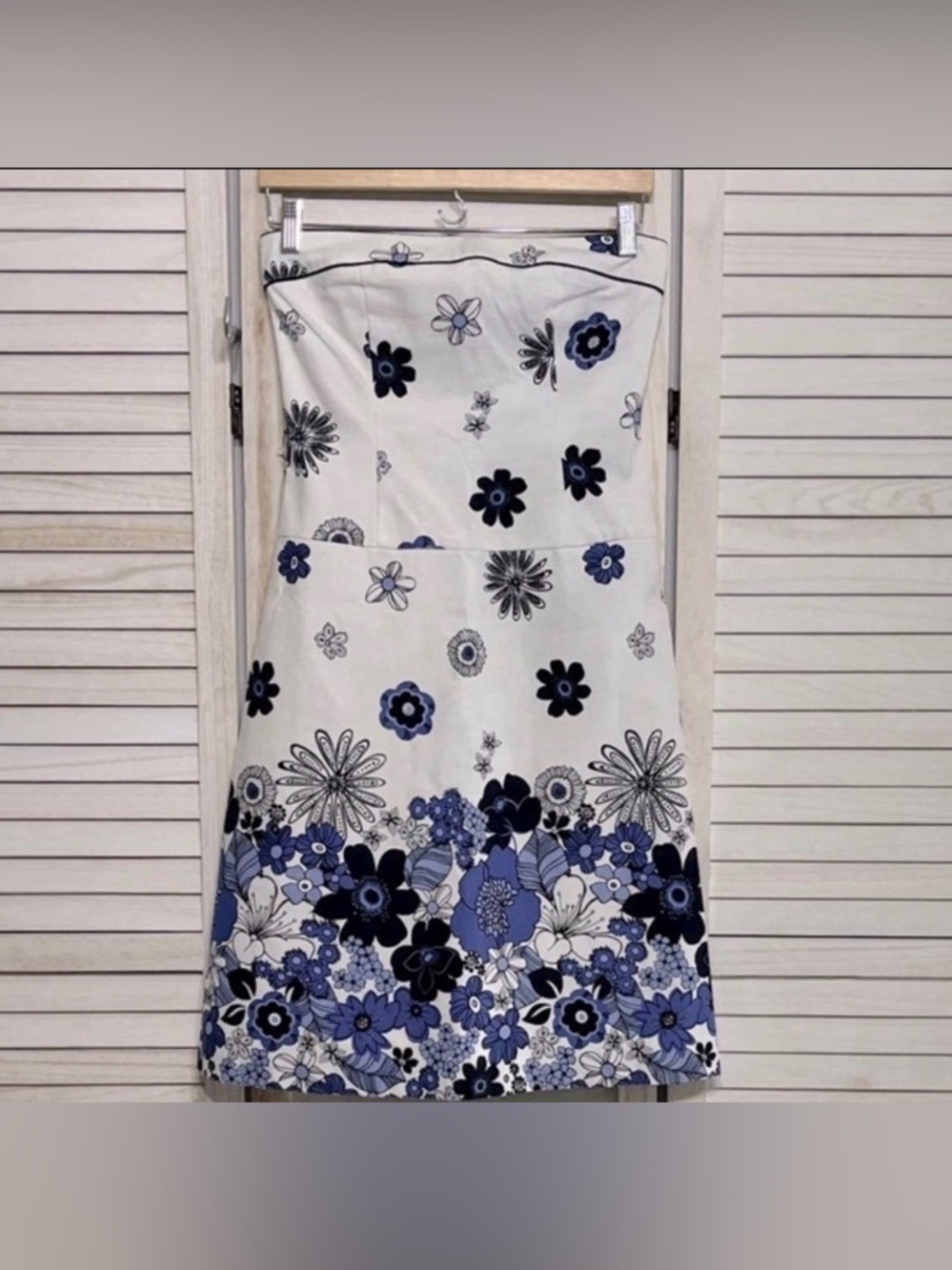 Teeze Me White & Blue Floral Strapless Dress Juniors Size 5 PRICE FIRM